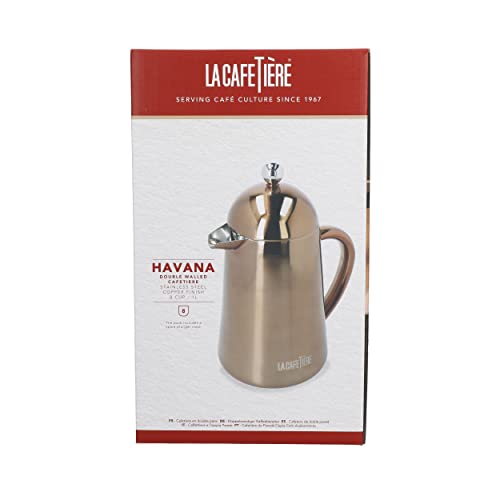 La Cafetière Havana Copper Stainless Steel Double Walled Cafetière, Eight Cup, Gift Boxed, 1L - Image 2