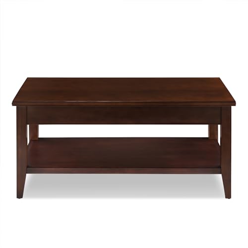 Image of Leick Home 10504 Laurent Two Drawer Coffee Table with Shelf, Chocolate Cherry