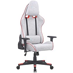 Newskill Silla Gaming Tela Transpirable, Kitsune Zephyr, Inclinación y Altura Regulable, Reposabrazos 2D Ajustables, Base en Nylon, Reclinable 180º, Ergonómica, Pistón Clase 4, Color Gris/Rojo