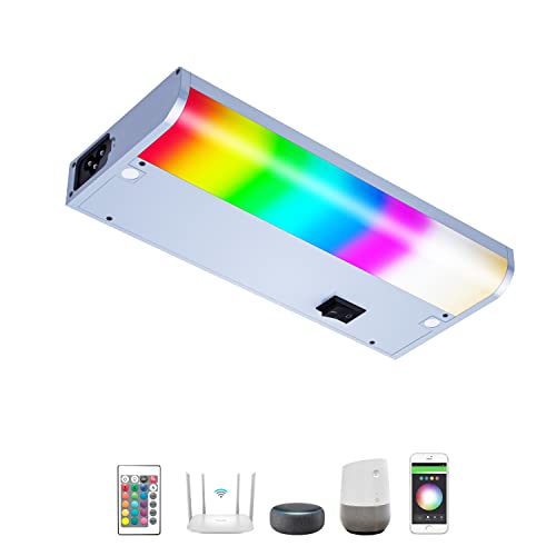 LAMPAOUS Hardwired Under Cabinet Lighting, Dimmable White and Color Changing with Remote Control...