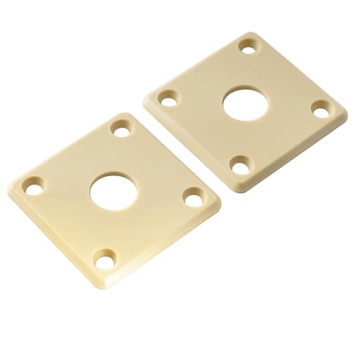 Musiclily Pro Plastic Curved Jack Plate Square Jackplates 10mm Hole for Epiphone LP SG Style Electric Guitar Cream (Set of 2) - Image 3