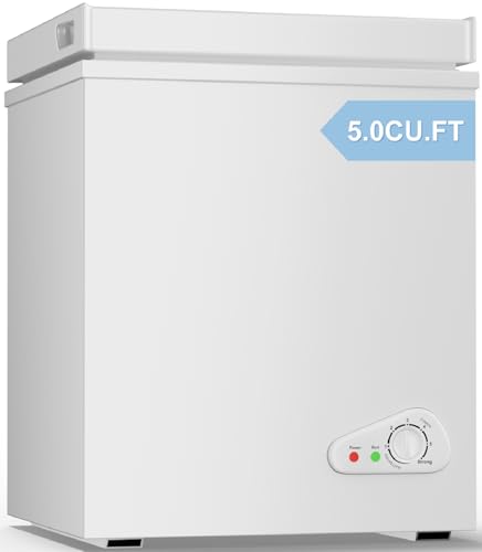 TABU 5.0 Cubic Feet Chest Freezer, Compact Freestanding Deep Freezer with 7 Level Adjustable...