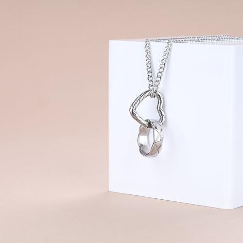 GAVU Stainless Steel Ring Holder Necklace for Women, Women’s Heart Pendant Ring Keeper Necklace 16"/18"/20"4