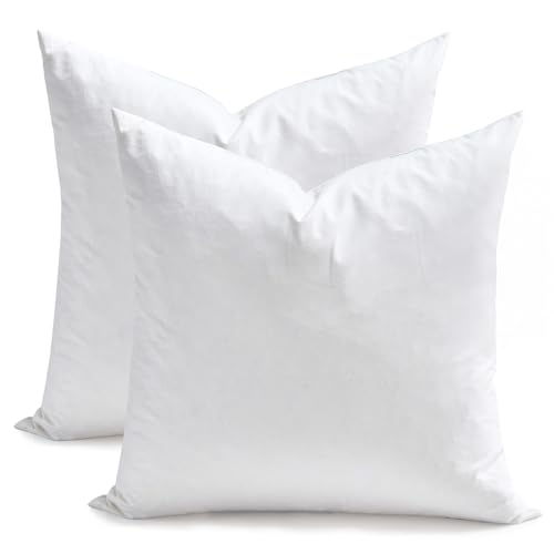 Image of TOPGREEN Ogranic Feathers Down Pillow Inserts 14x14, Pack of 2, White | 100% Organic and Double-Layer Down-Proof Cotton Cover, Ethical-Sourced Feather Down Filling, Soft Yet Supportive