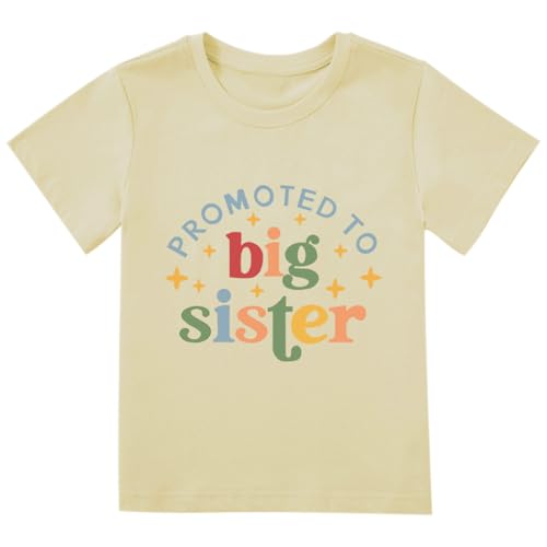 Image of Big Sister Announcement T Shirt Toddler Girls Promoted to Big Sister Tees Outfits 1-7 Years