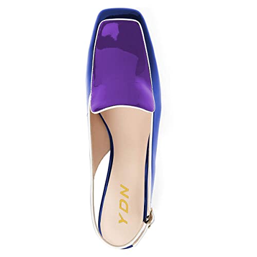 Image of YDN Women Closed Square Toe Block Low Heels Slingback Formal Loafer Dressy Shoes Office Lady Pump Size 4-15 US