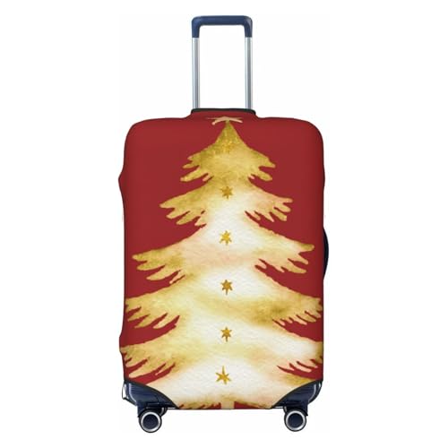 Gold And White Christmas Tree Elastic Travel Luggage Covers Dustproof Scratch-Resistant Suitcase Protector Fit 22-24 Inch