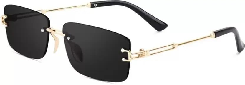 Unisex-adult Mc Stan Vintage Rimless Non-Polarized Sunglasses Retro Luxury Elite Slim Rimless Rectangular Metal Art Aviator Glasses (Gold, Medium)-image-34