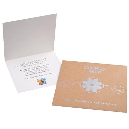 Image of Rakhi for Brother Set of 5 Raksha Bandhan Rakhi Bracelet, Rakhi Brother Set | Handcrafted with cotton thread and rudraksh beads, includes greeting card