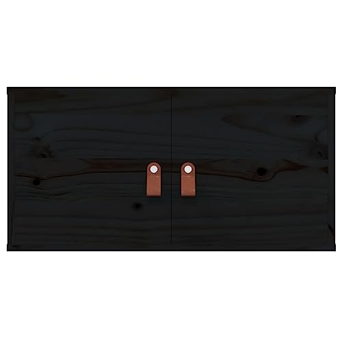 Armoire murale en pin massif meuble suspendu rustique noir haute résistance - 5