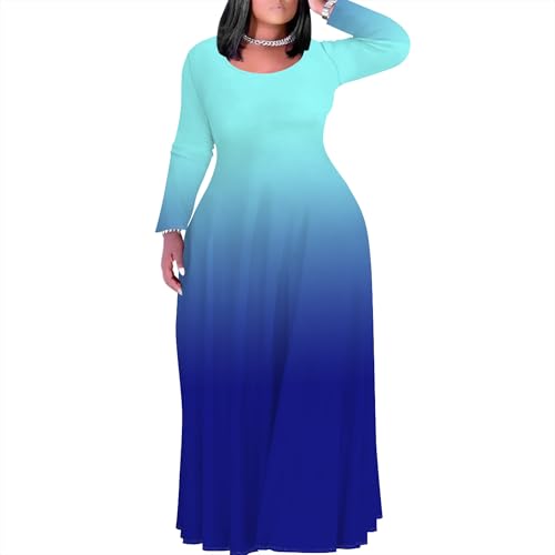 Image of PinkPatty Women's Plus Size Long Sleeve Maxi Dresses T Shirt Boho Sundress Fall Dress with Pockets