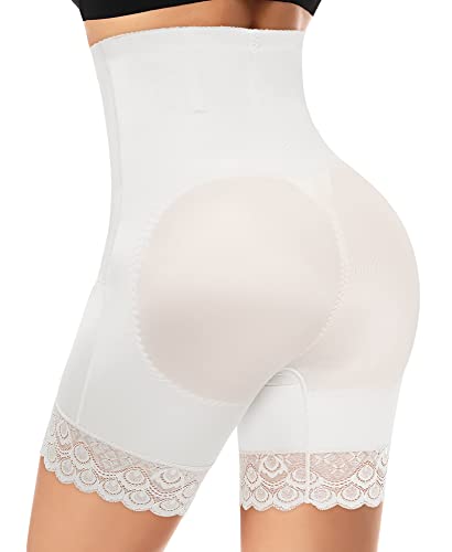Womens Tummy Control Shapewear Shorts High Wasited Slimming Body Shaper Thigh Slimmer Slip Shorts Under Dresses(A#White-Lace Trim,Small) #TOP1