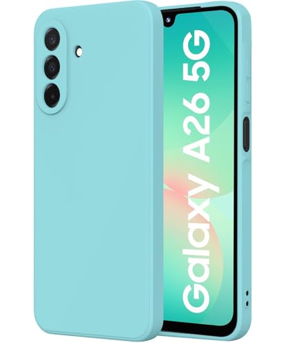 Image of DIZORO Microfiber Candy Case for Samsung A26 5G Smooth Touch Cushion Liquid Soft Silicone Gel Rubber Phone Cases Non-Slip Full Body Protective Shockproof Back Cover (Mint Green)