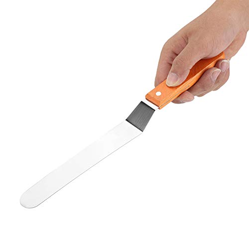 Spatule de décalage de gâteau de gâteau professionnel, spatule de glaçage à gâteau en acier inoxydable avec couteaux à palette plate à poignée en bois pour la cuisson ou le glaçage (20,3 cm / 8in)