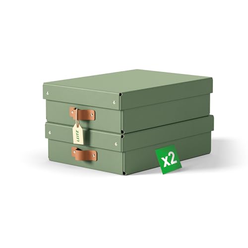 Boîtes de rangement Leitz Puro format moyen bas avec couvercle : 2 boîtes solides, boîtes...