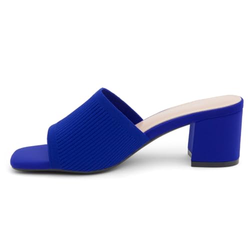 Image of Herstyle Square Open Toe Heeled Sandals for Women 2.5 Inch Low Block Chunky Heel Sandals Slip-On Mules Comfortable Dress Shoes for Party Wedding Office