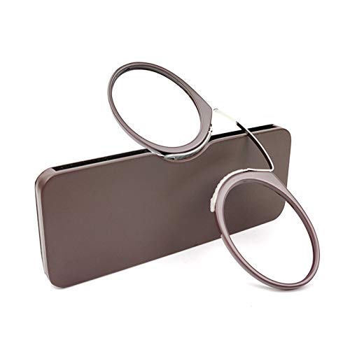 Ghzzy Men's 2 Reading Glasses + Universal Pod Case - Clamp Nose Resting Pinching Reading Glasses For & Wo - Mini Armless Reading Glasses,,+3.00