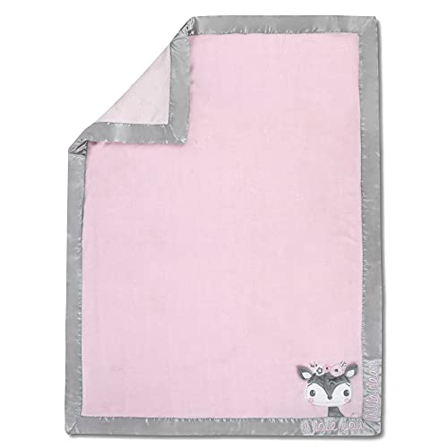 Fisher-Price Baby Blanket Woodland Wonders Collection Pink Fleece Baby Blanket Throw With Satin Trim For Baby Girls #TOP2
