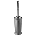 mDesign Compact Freestanding Plastic Toilet Bowl Brush and Holder for Bathroom Storage and Organization - Space Saving, Sturdy, Deep Cleaning, Covered Brush - Charcoal Gray