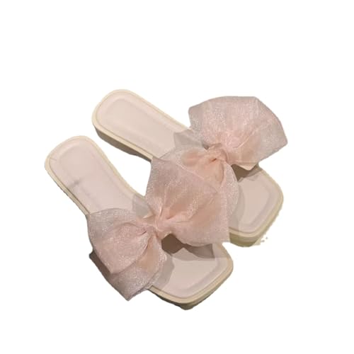 Sweet Fairy Wind net Yarn Bow flip-Flops Casual wear Non-Slip Beach Shoes for Women Summer Slippers with Bows