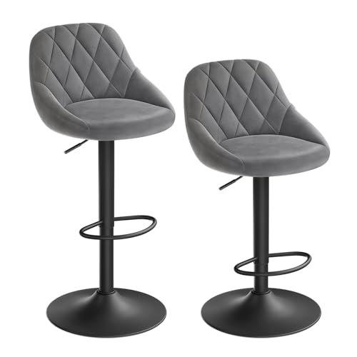 WOLTU Barhocker 2er Set, Barstuhl mit Lehne, höhenverstellbar drehbar, gepolsterter Samtsitz,...