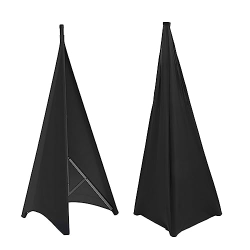 EXQUIMEUBLE 2個 舞台用スピーカースタンドカバー 伸縮性ポリエステル製 ブラック 丈夫で収納便利 結婚式 コンサート対応