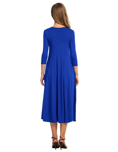 Image of HOTOUCH Women's 3 /4 Sleeve A-line and Flare Midi Long Dress