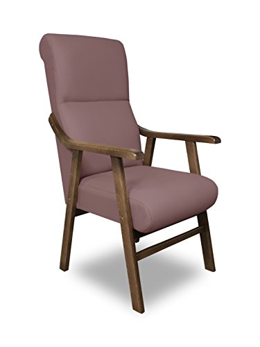 SERMAHOME Sillon butaca Boston, Estructura de Madera de Haya Color Nogal. Tapizado en Tela Antimanchas Color Lila. Sillon para Comedor | Silla geriatrica | Sillon Relax