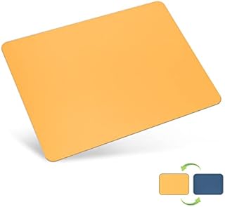 Conisy PU Leather Mouse Mat Small Comfort Ultra Thin Waterproof Dual-Sided Mice Pad Ideal for Office and Home - 300 x 250 x 2mm (yellow,Navy blue)