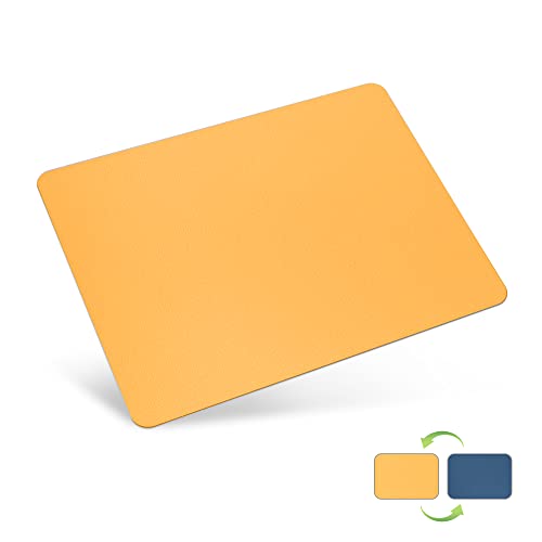 Conisy Tapis de Souris en Cuir avec Double côté Parfait pour Bureau et Maison - Ultra Mince étanche Mousepad (Jaune,Bleu Marin) Cover