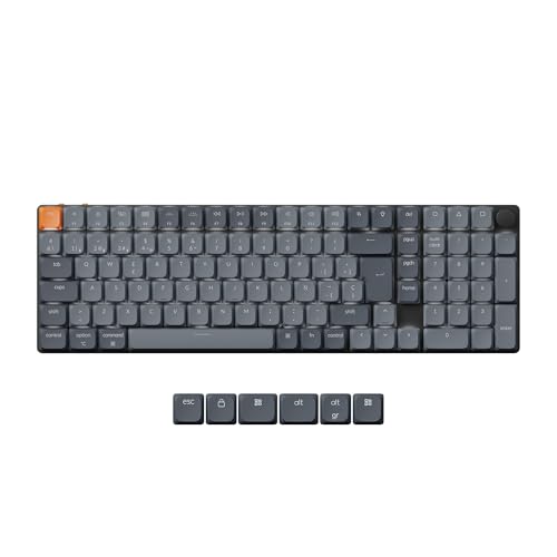 Keychron K17 MaxTeclado Mecánico Inalámbrico Ultrafino con Conexión 2,4GHz/Bluetooth/Cable, Programable con QMK y Launcher, Retroiluminación Blanca, Interruptores Banana para Mac/Windows(ES Layout)