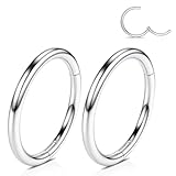 WBRWP Aro de nariz de acero inoxidable 316L con bisagras: 20G, 18G, 16G, 14G, para mujeres y hombres, anillo de segmento para labio, nariz, hélice, cartílago, rook, diámetro de 6 mm, 8 mm, 10 mm, 12