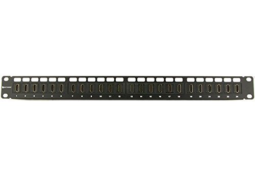 Networx High-Density 1U 24-Port HDMI Feed-Through Patch Panel with Cable Management Bar - Ideal for Video Distribution