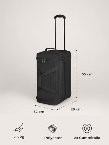 REDOLZ 2-Rollen MEDIUM Trolley-Reisetasche | Volumen mit Dehnfalte erweiterbar von 51 auf 64 Liter | für Männer & Frauen (55 cm, extra Bodenfach)