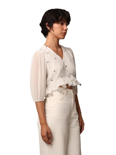 Image of ONLY Women's Polyester Solid Regular Fit T-Shirt