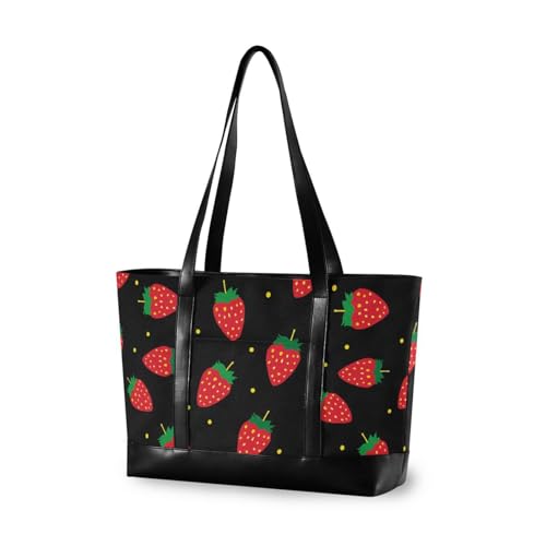 KLL Strawberry Minimalist Black trendy bag for women with zipper with zipper briefcase bags Large Handbag for office with maletin ejecutivo para mujer