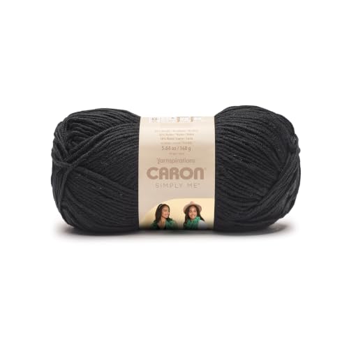 Image of Caron Simply Me, Soft Yarn for Crocheting, Black, 2-Pack | #5 Bulky Yarn, 62% Acrylic 20% Nylon 18% Wool, Soft Yarn for Knitting, Crochet, Hobby Crafts, 197yd, 160g /5.64oz per skein