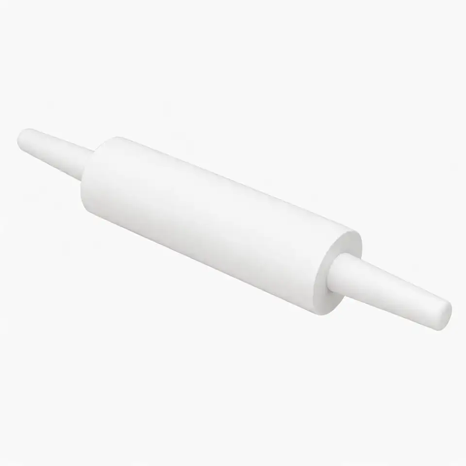 Rolo De Abrir Massa Com Cabo Giratório 40 Cm Plástico Branco Antiaderente Para Pizza Pão Pastel Confeitaria