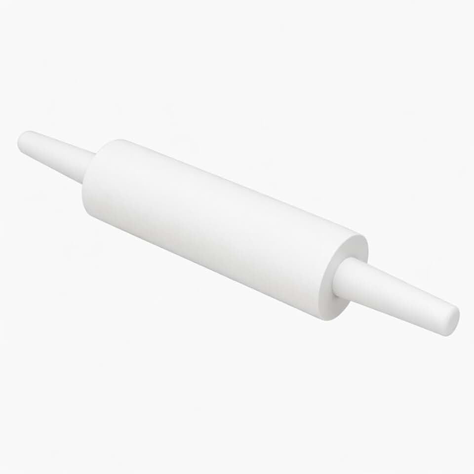 Rolo De Abrir Massa Com Cabo Giratório 40 Cm Plástico Branco Antiaderente Para Pizza Pão Pastel Confeitaria
