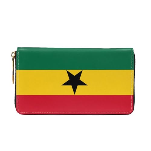 Flag of Ghana Long leather wallet - with zipper - portable and waterproof, suitable for office, study and daily use2