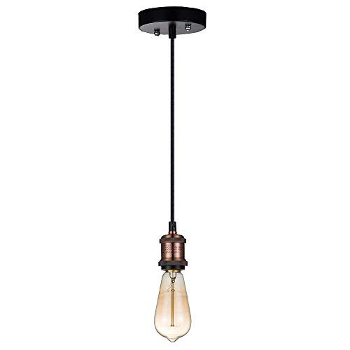 JINZO Vintage Edison Single Pendant Light E26/E27 Bulb Socket with Antique Copper Finished 3x18 AWG Cable Pack of 1