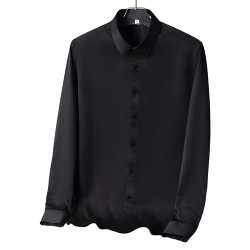 Image of Men's Satin Solid Full Sleeves Regular Fit Shirt