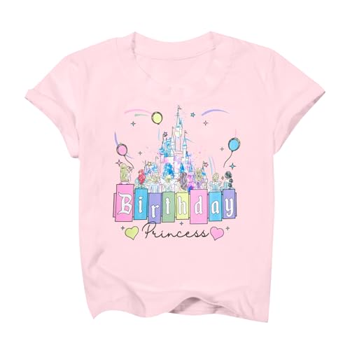 Birthday Girl Shirt Kids Magical Castle Tshirt Birthday Princess T-Shirt Toddler Girls Party Gifts Tee Family Vacation Tops