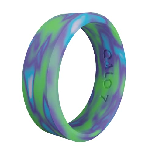 QALO Women's Rubber Silicone Ring, Aurora Modern, Wedding Ring for Women, Breathable, Durable Engagement Silicone Band, 6.5mm Wide 1.8mm Thick, Multi Colors