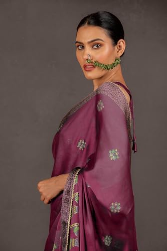 Image of MIRCHI FASHION Saree for Woman Chiffon Foil Work Floral Printed | Ethnic Sari for Function and Farewell with Unstitched Blouse Piece (Available in 15 Colors)