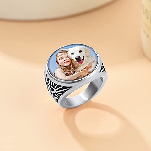 Custom4U Personalized Rings for Men,Photo & Name Engraved Sizes 7 - image 8