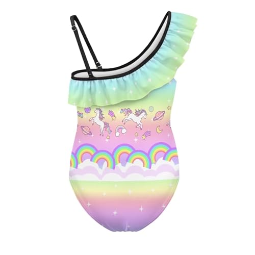 Image of Girls Swimsuit One Piece Ruffle Swimsuit Non-Slip Straps UPF 50+ for Girls Size 3-14 Years