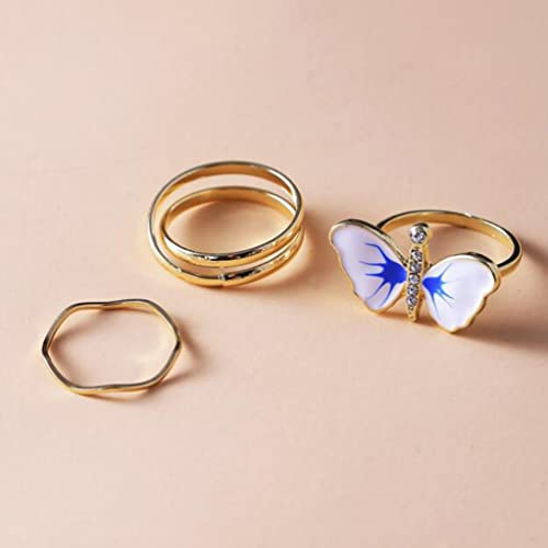 Butterfly Ring Jewelry Metal Alloy Drip Ring Set Combination Joint Ring #TOP18