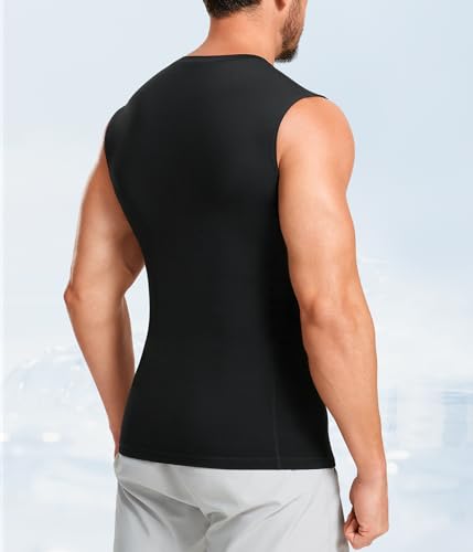 TAILONG 2 Pack Compression Shirt Men - Athletic Base Layer Sleeveless Workout Tank Top Slimming Undershirt3