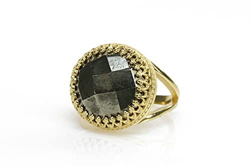 Bague de fiançailles en or et pyrite de fer pour un cadeau de mariage unique